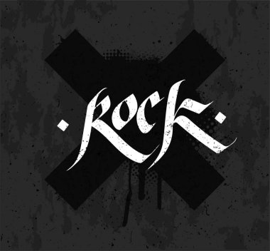 Grunge hat tek renkli Rock müzik yazdırma