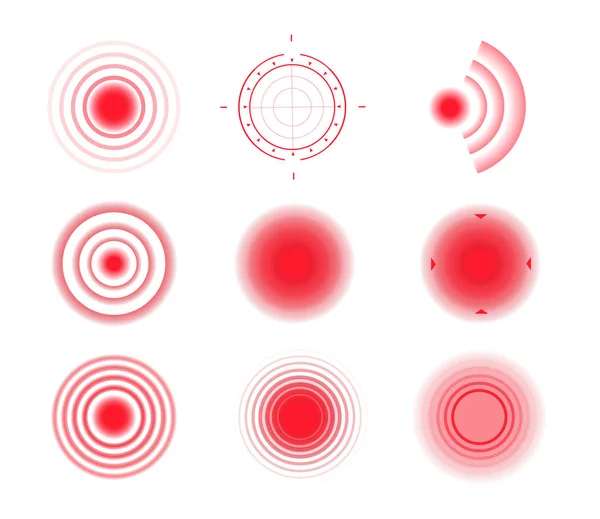 Smärta cirklar. Röd smärtsamma mål plats — Stock vektor