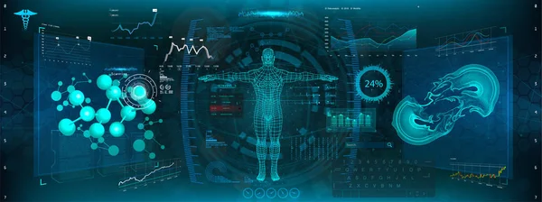 Interface utilisateur tête haute (HUD) pour application médicale — Image vectorielle