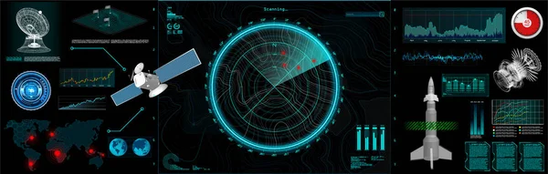 Layar Pusat Perintah dalam gaya HUD - Stok Vektor