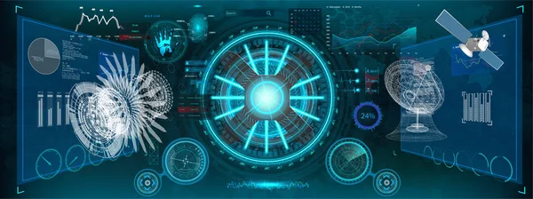 Mechanisch schema HUD elektrisch veld — Stockvector