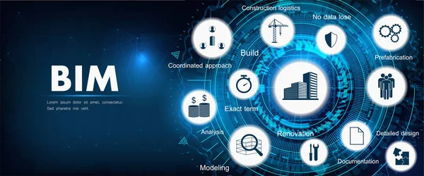 Banner BIM - modelagem de informações de construção — Vetor de Stock