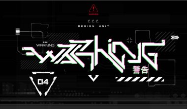 T-shirt tasarım ve merch için Cyberpunk uyarı yazısı