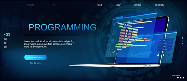 Programação ou desenvolvimento de software modelo de página web —  Vetores de Stock