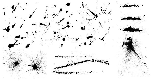İzole mürekkep sıçramaları ve damlalar — Stok Vektör