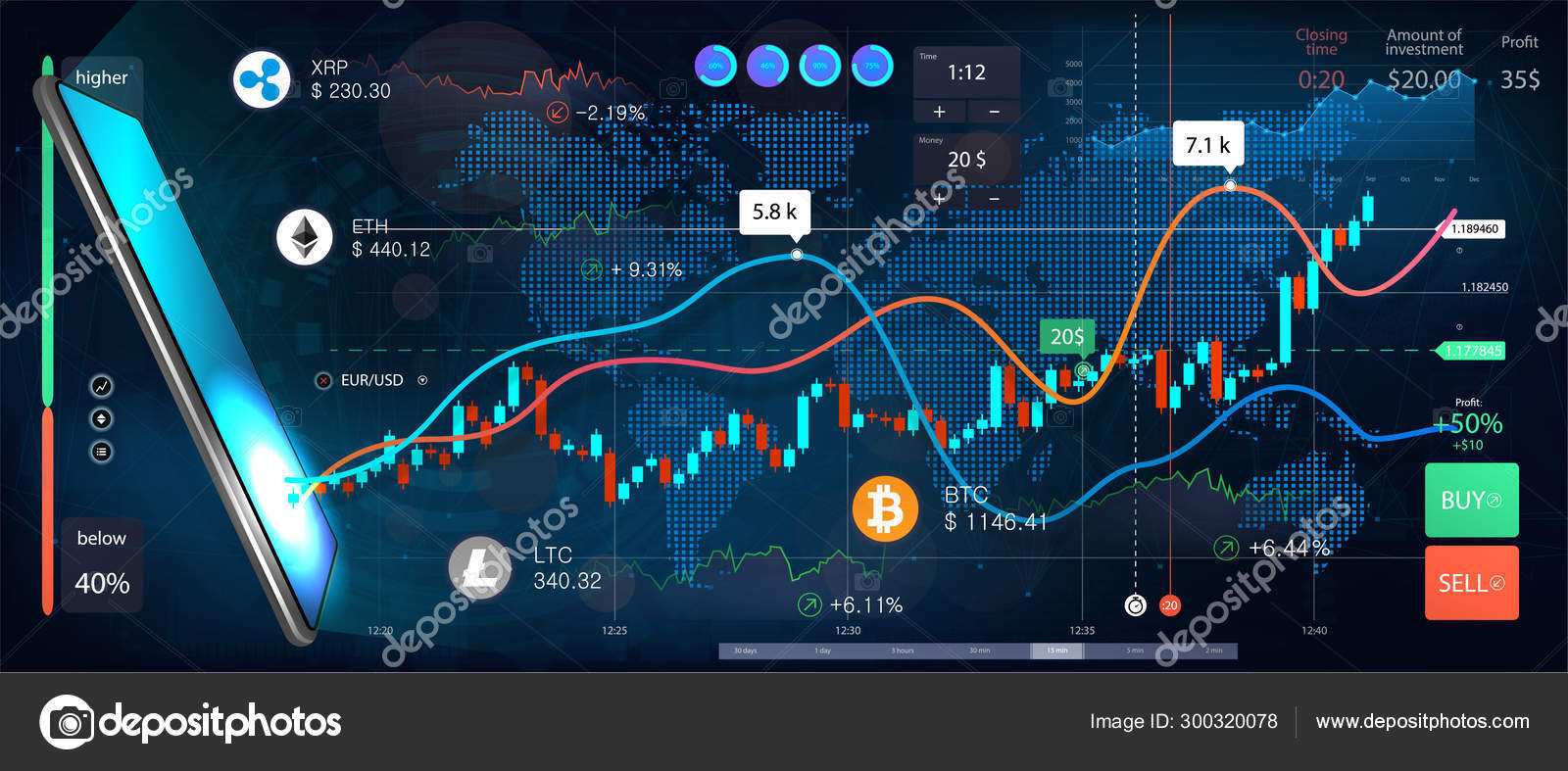 Cryptocurrency online statistics and data Analytics Stock Vector by ©Sergey  Bitos 300320078