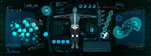 Cyborg Scan, Interfaz futurista HUD, GUI — Vector de stock