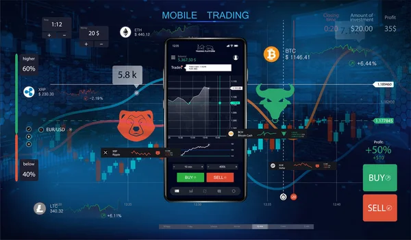 Trading d'actions mobiles — Image vectorielle