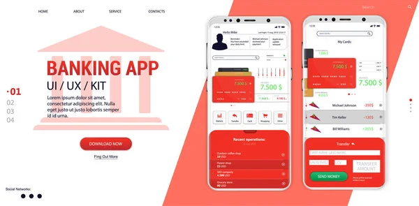 Banking Online-mobil app (UI, UX, GUI) — Stock vektor