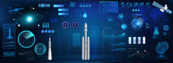 Utrymme lansera raketer Dashboard — Stock vektor