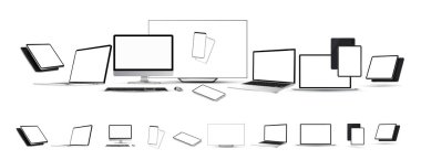 Toplama Mockup Gadgets. 3d gerçekçi set