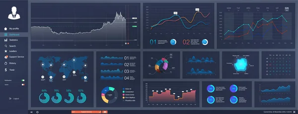 Pulpit nawigacyjny UI, UX, Kit Infografika szablon — Wektor stockowy