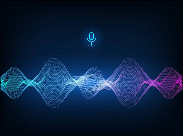 Concepto de asistente de voz. Onda sonora vectorial — Vector de stock