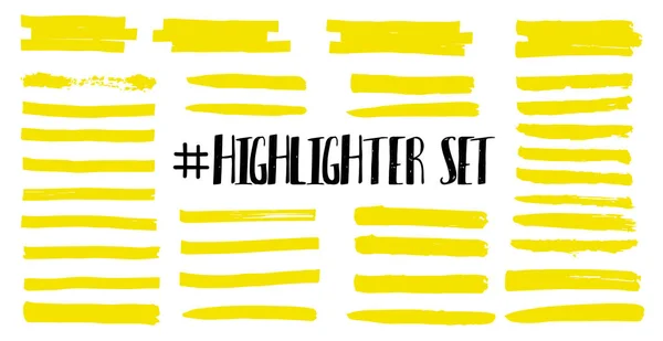 Highlight brush lines. Yellow watercolor — Stock Vector