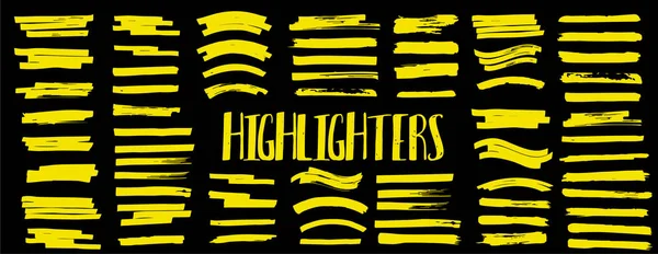 Set Highlighters. Vector brushes lines — Stock Vector