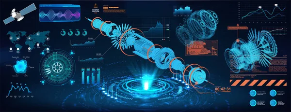 Exibição de cabeça para cima - projeto, mecanismos de hologramas — Vetor de Stock