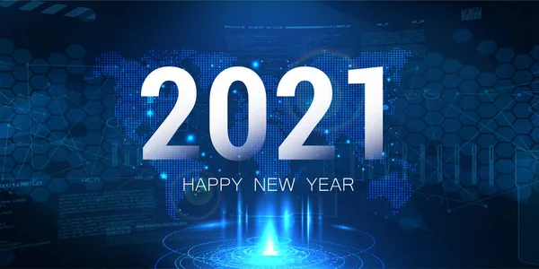 数码横幅2021新年快乐 — 图库矢量图片
