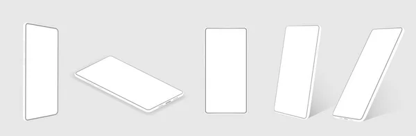 Blanco 3D teléfonos móviles realistas — Vector de stock