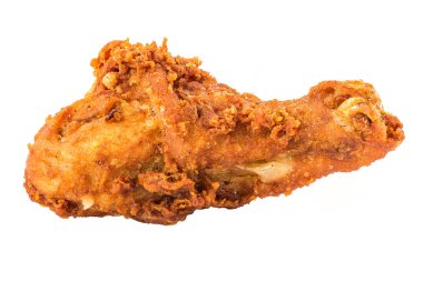 Beyaz arka plan üzerinde izole kızarmış tavuk.