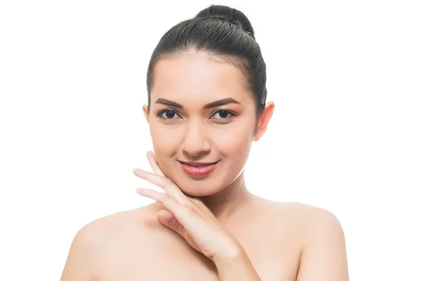 Schönheit Asiatische Frau Porträt Nahaufnahme Auf Gesicht Isoliert Auf Weißem — Stockfoto
