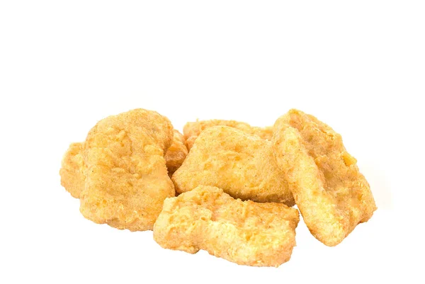 Primer Plano Nuggets Pollo Frito Aislados Sobre Fondo Blanco — Foto de Stock