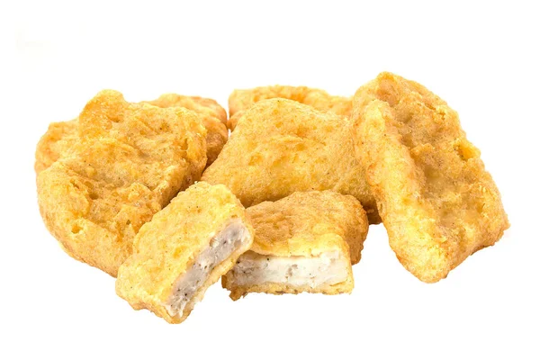 Primo Piano Crocchette Pollo Fritte Isolate Sfondo Bianco — Foto Stock