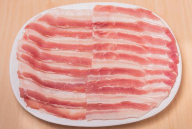 Pastırma dilimi Shabu ve Sukiyaki Japon tarzı için. Restoranda menü oluşturmak için kullanabilirsiniz.