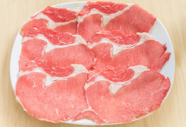 日本式涮寿喜烧猪肉片 可用于在餐厅创建菜单 — 图库照片