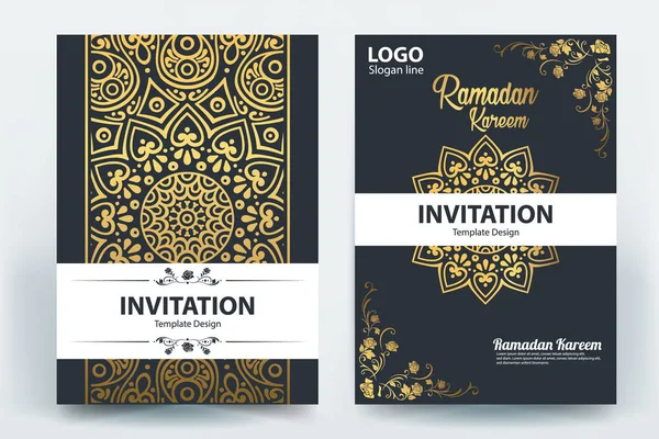 Ramadan Kareem Mubarak Folleto Plantilla Diseño Vector — Archivo Imágenes Vectoriales