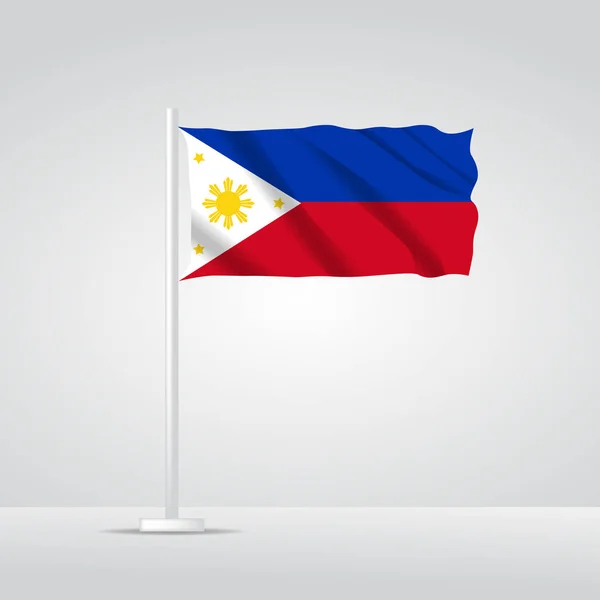 Realistische Philippinische Flagge Weht Wind Vektor — Stockvektor