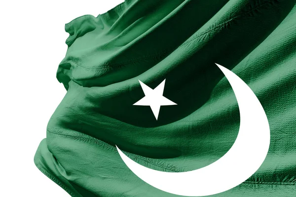 Isolerade Pakistanska Flagga Vajande Realistiska Tyg — Stockfoto