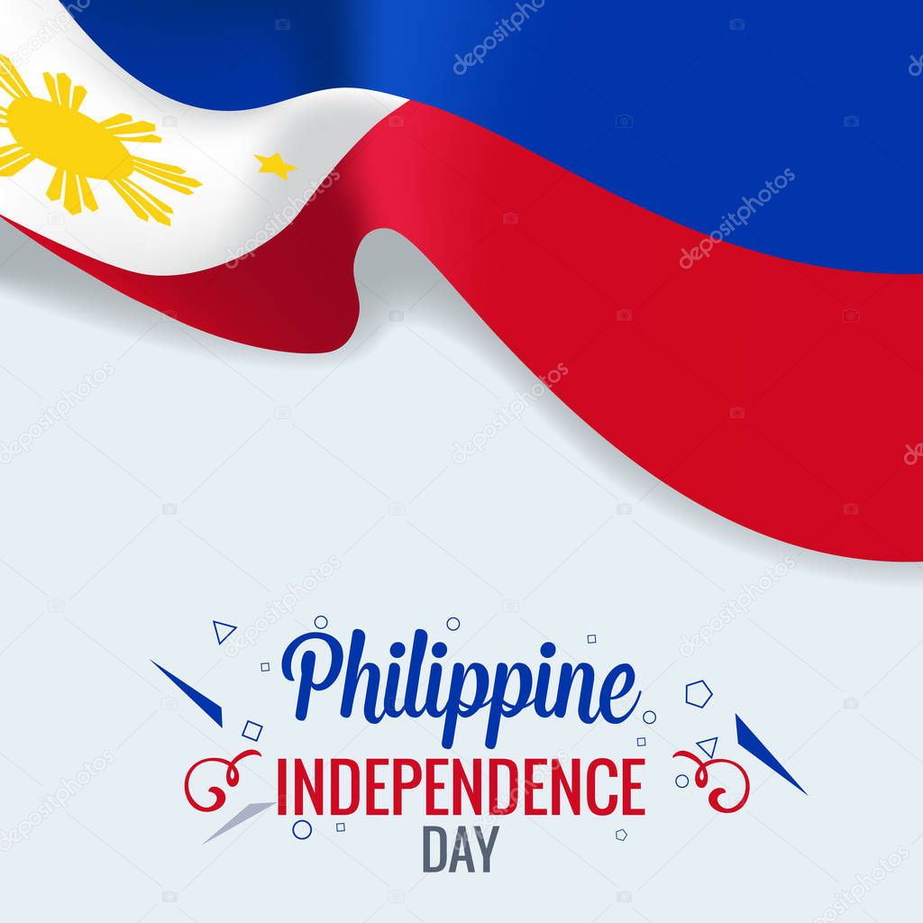 3D realistic philippines flag waving wind vector