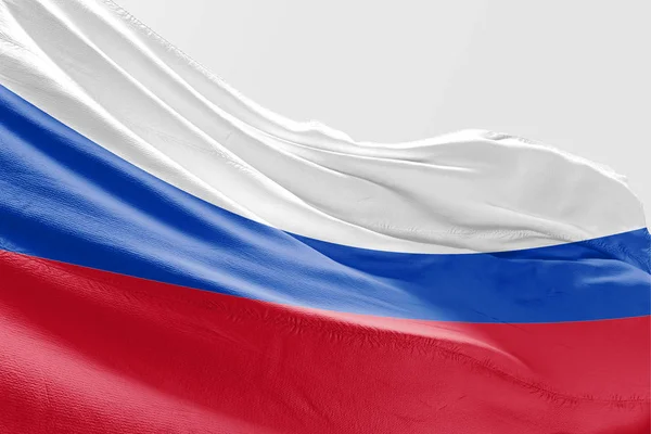 Geïsoleerde Rusland Vlag Zwaaien Realistische Stof — Stockfoto