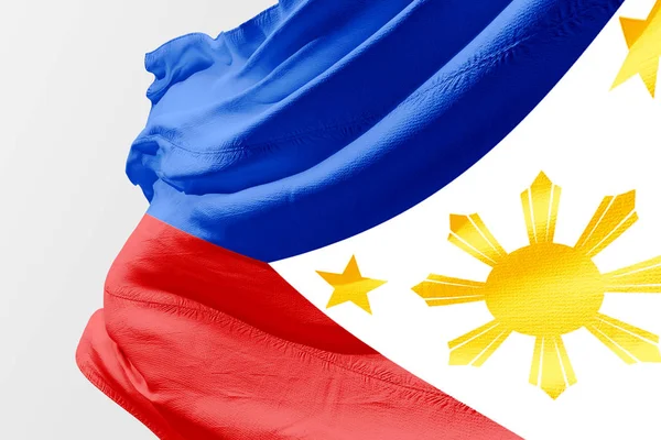 Bandera Filipina Aislada Ondeando Tela Realista — Foto de Stock