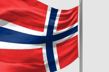İzole Norveç bayrak sallayarak 3d gerçekçi kumaş