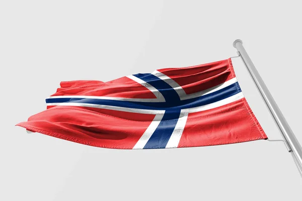 Izolované Norsko Vlajka Mávala Realistické Tkanina — Stock fotografie