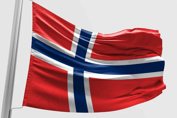 Isolata Norvegia Bandiera Sventolando Tessuto Realistico — Foto Stock