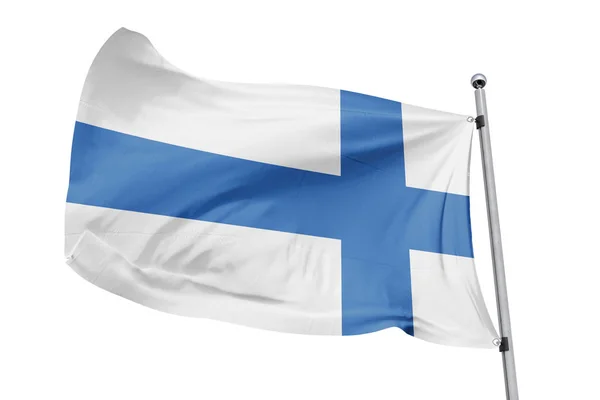 Размахивание Флагом Финляндии Изоляции Realistic Finland Flag Rendered — стоковое фото