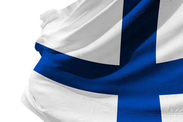 孤立したフィンランドの国旗を振って 現実的なフィンランド フラグ表示 — ストック写真