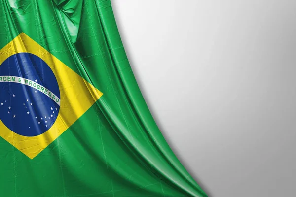 孤立したブラジルの国旗を振って 現実的なブラジル国旗表示 — ストック写真