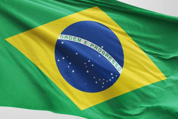 Bandeira Isolada Brasil Acenando Bandeira Realista Brasil Renderizada — Fotografia de Stock