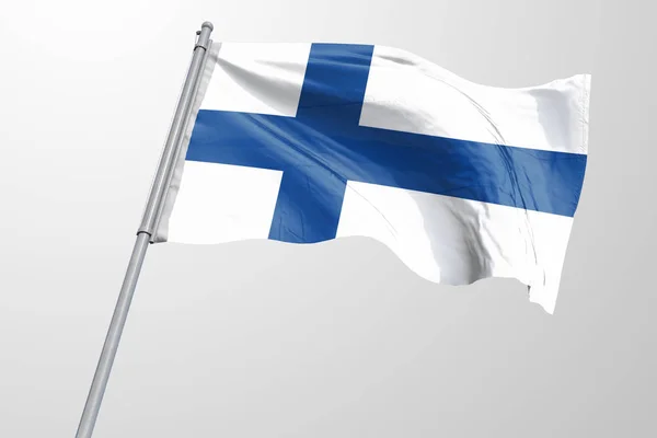 Geïsoleerde Finland Vlag Zwaaien Realistische Finland Vlag Weergegeven — Stockfoto