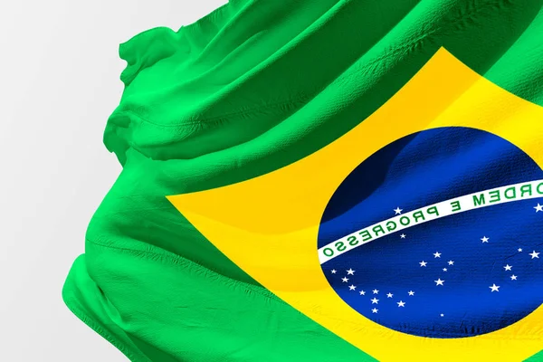 Geïsoleerde Brazilië Vlag Zwaaien Realistische Braziliaanse Vlag Weergegeven — Stockfoto