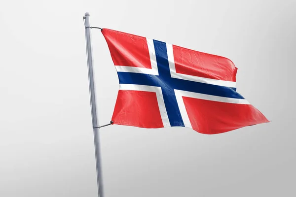 Norvegia Isolata Sventola Bandiera Realistico Norvegia Bandiera Rendered — Foto Stock