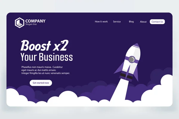 Impulsar Sitio Web Empresarial Landing Page Vector Template Design Concept — Archivo Imágenes Vectoriales