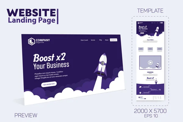 Boost Business Website Landing Page Vektor Vorlage Design Konzept — Stockvektor
