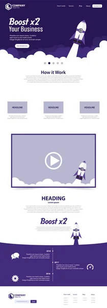 Impulsar Sitio Web Empresarial Landing Page Vector Template Design Concept — Archivo Imágenes Vectoriales