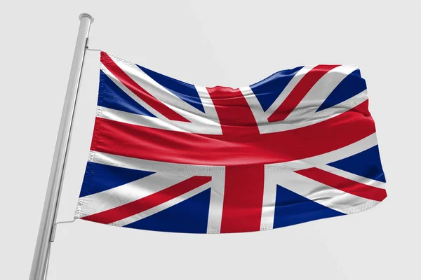 Isolato Regno Unito Bandiera Sventola Realistico Regno Unito Tessuto — Foto Stock