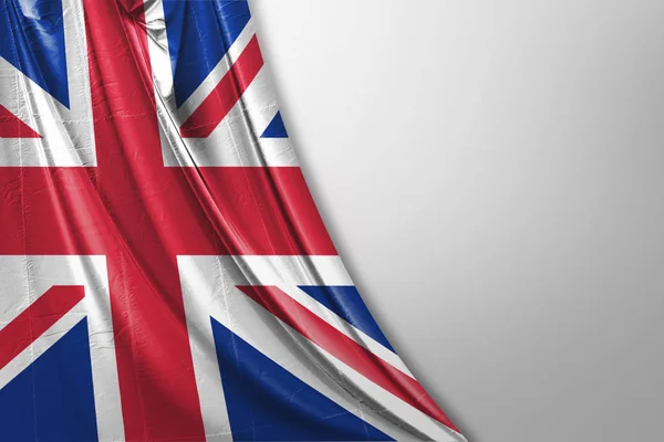 Isolato Regno Unito Bandiera Sventola Realistico Regno Unito Tessuto — Foto Stock