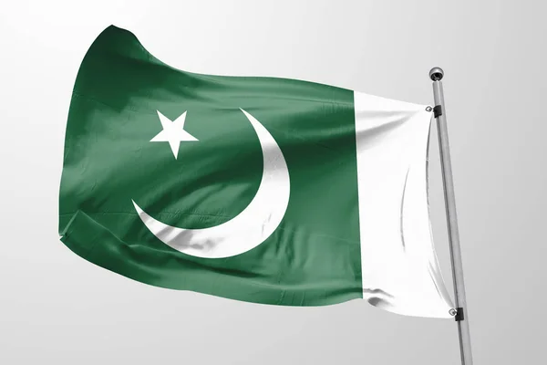 Bandeira Paquistanesa Isolada Acenando Tecido Paquistanês Realista — Fotografia de Stock